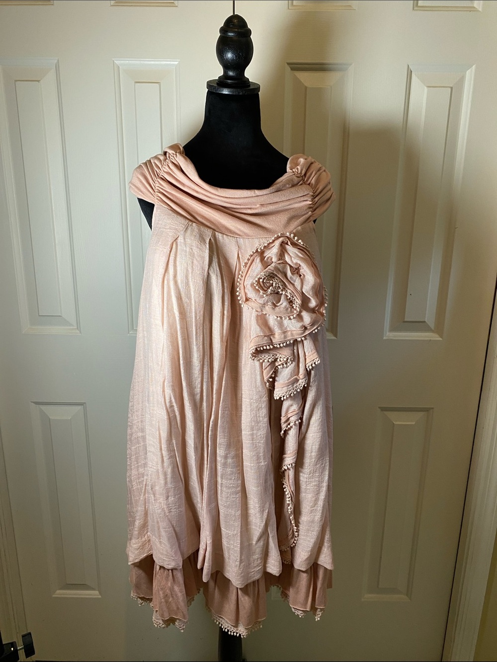 New Stella Elegant Blush Pink Rosette Detail Women's Dress